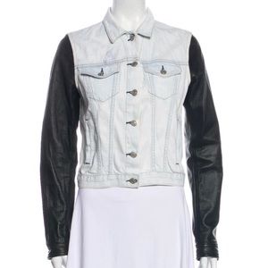 Rag & Bone Denim Jacket with Black Leather Sleeves
